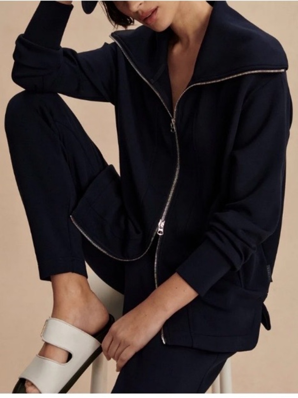varley double soft raleigh zip through jacket navy